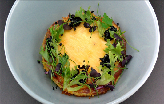ENGLISH BACKED CHEESE, TRUFFLE CAVIAR & MICRO LEAVE SALAD