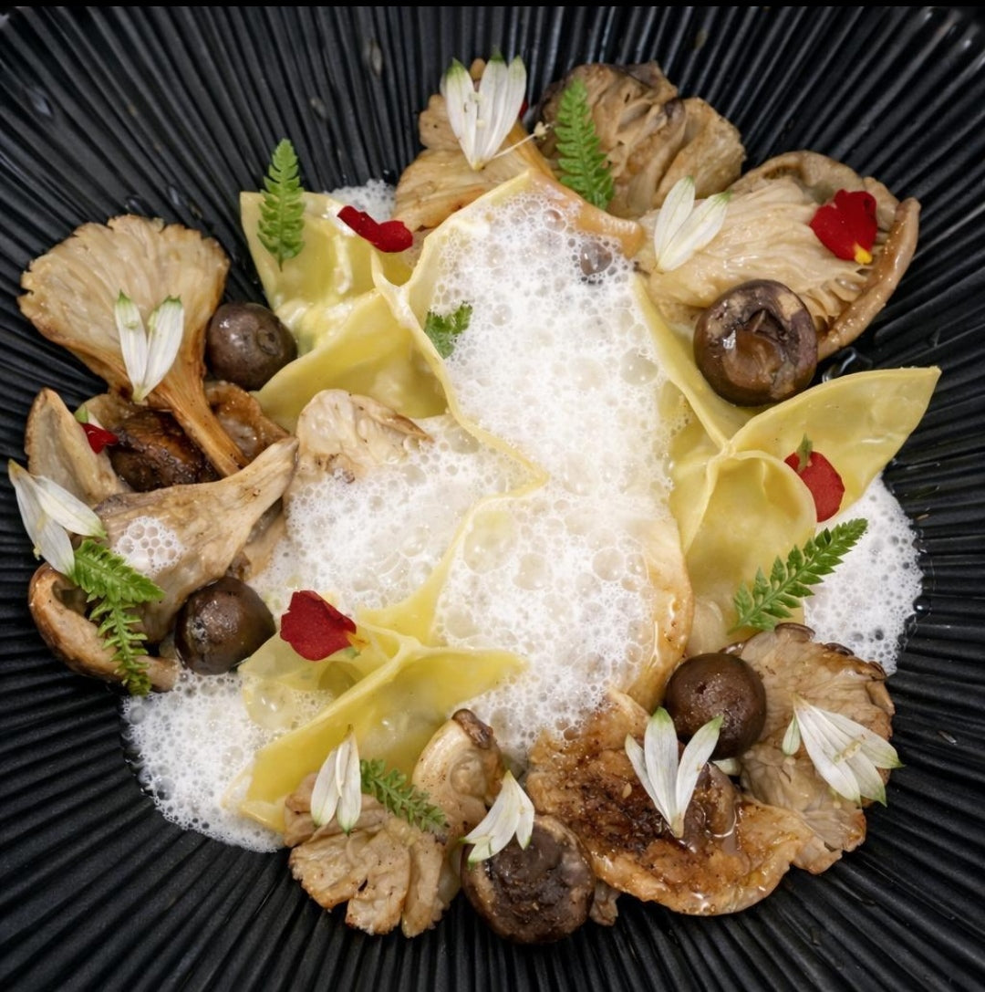 Porcini Mushroom Ravioli, Wild Mushrooms, Parmesan Foam &amp; Black Truffle