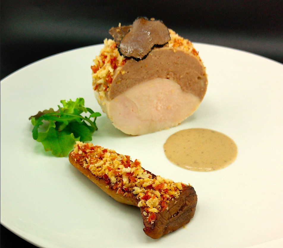MODERN CHICKEN BOLOGNESE BALLOTINE, KING OYSTER &amp; PRESERVED TRUFFLE