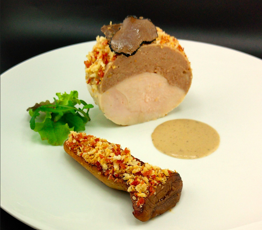MODERN CHICKEN BOLOGNESE BALLOTINE, KING OYSTER &amp; PRESERVED TRUFFLE